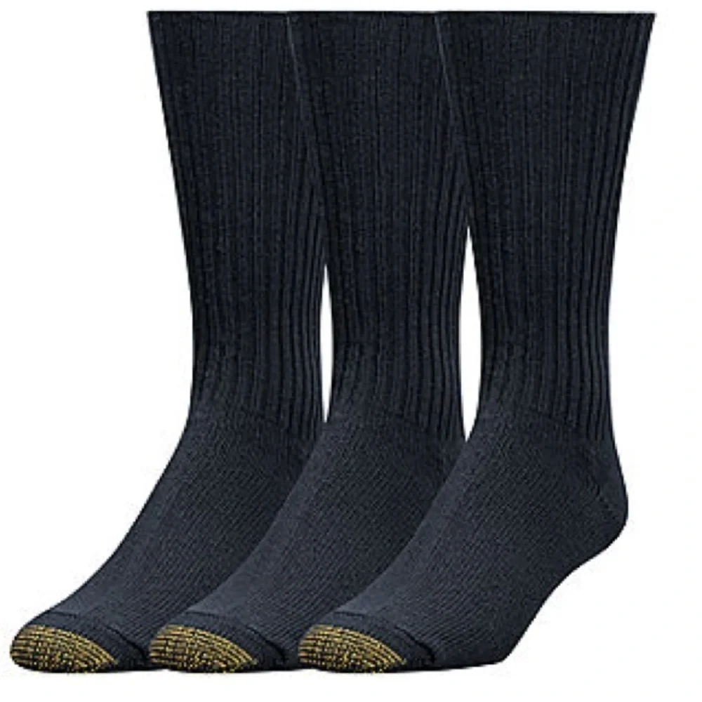 Gold Toe Casual Aquafx Fluffies 3 Pair Crew Socks Mens black